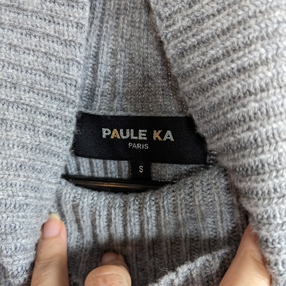 Paule Ka Paris Gray Cashmere Wool Sweater with Cape, Size Small - Picture 3 of 7